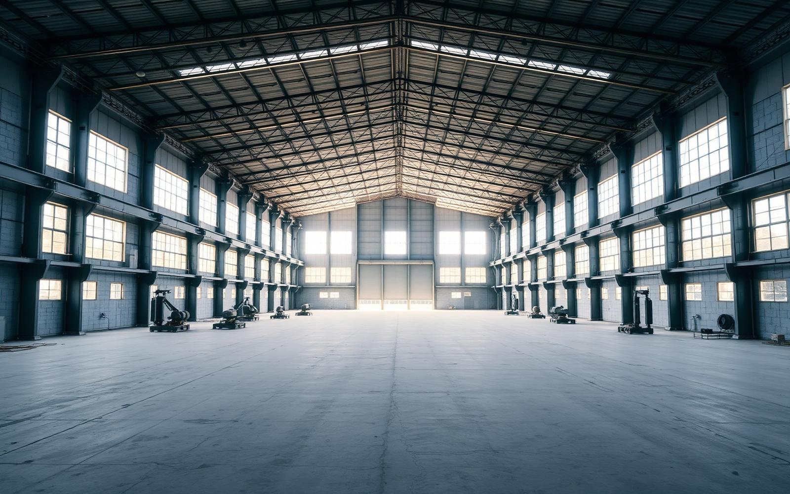 Nave industrial em preparação para a nova unidade de transformação de aço